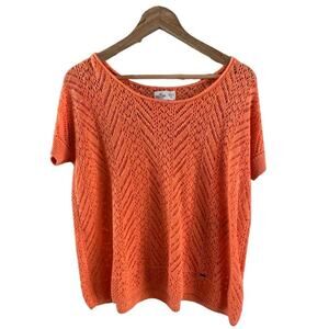 Hollister Knit Top Orange‎ Open Stitch Short Sleeve Casual Everyday Summer